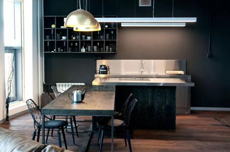 Cocina de 14 m2. en estilo de alta tecnología - Diseño de interiores