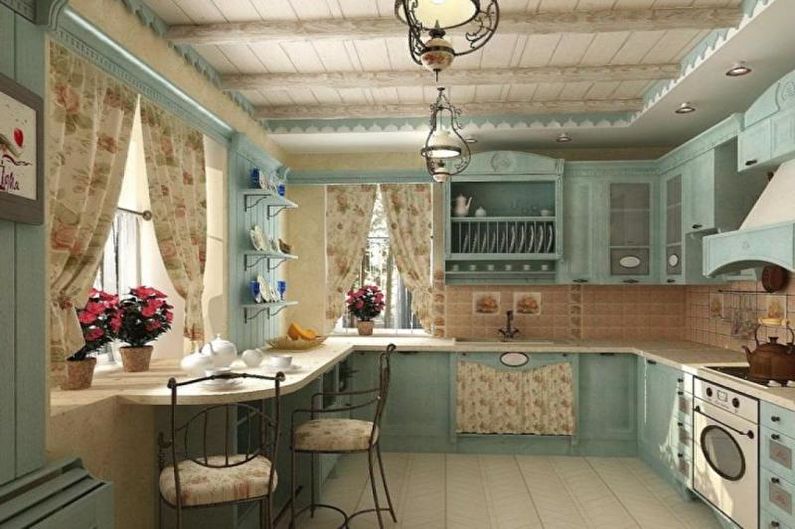 Kitchen 14 sq.m. in country style - Interior Design