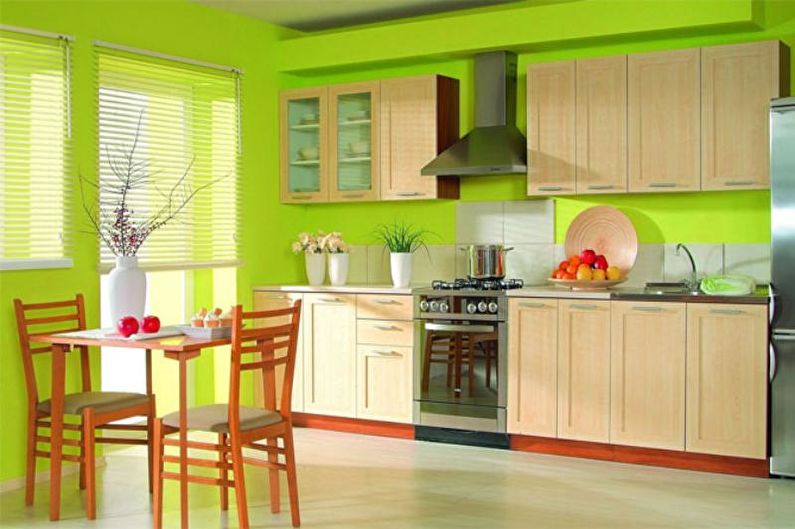 Green kitchen 14 sq.m. - Interior Design