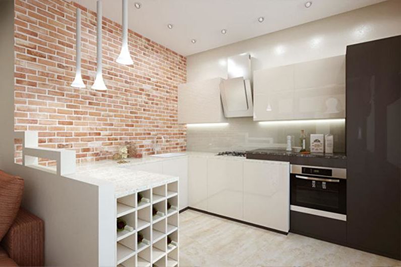 O design interior da cozinha é de 14 m². - Foto