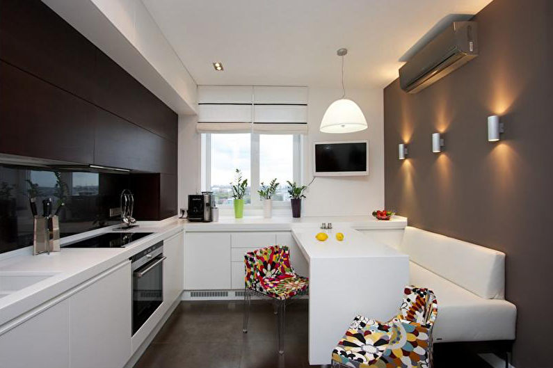 O design interior da cozinha é de 14 m². - Foto