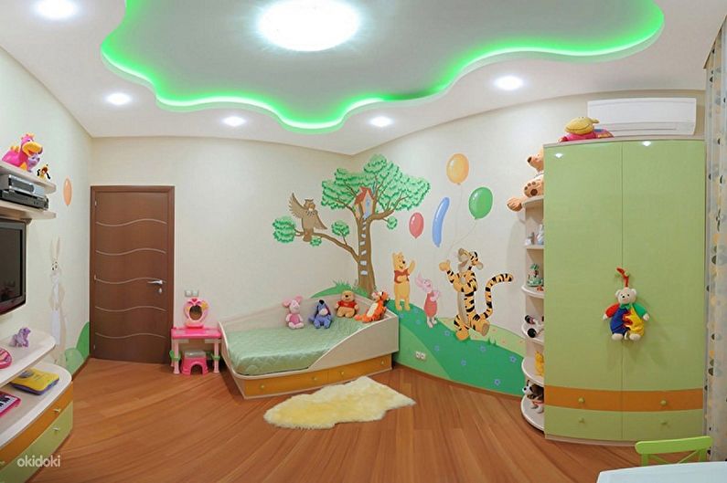 Plasterboard ceiling in the children's room