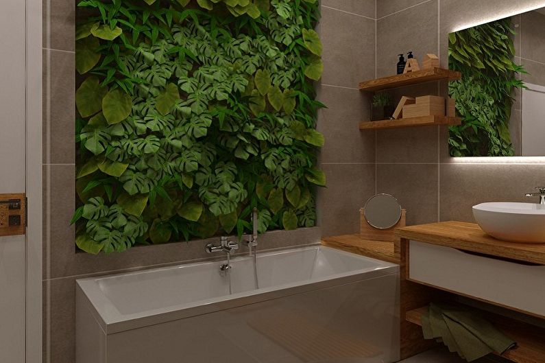 Banyo 3 sq.m. sa eco-style - Panloob na Disenyo