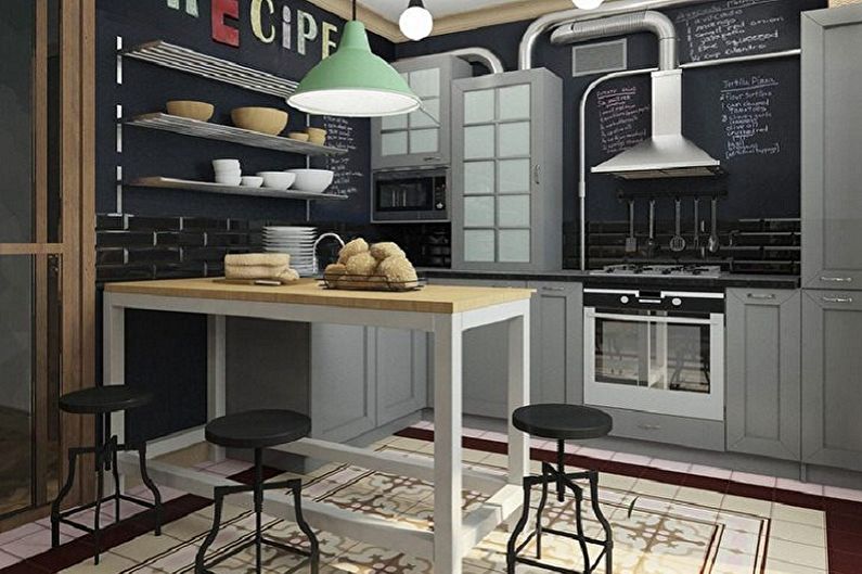 Cuisine de 3 par 3 mètres dans le style loft - Design d'intérieur