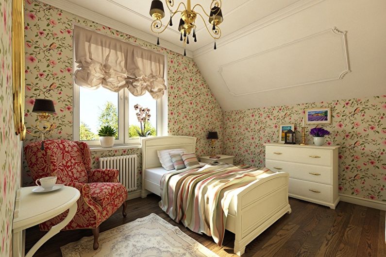 Provence-style attic bedroom - Panloob na Disenyo