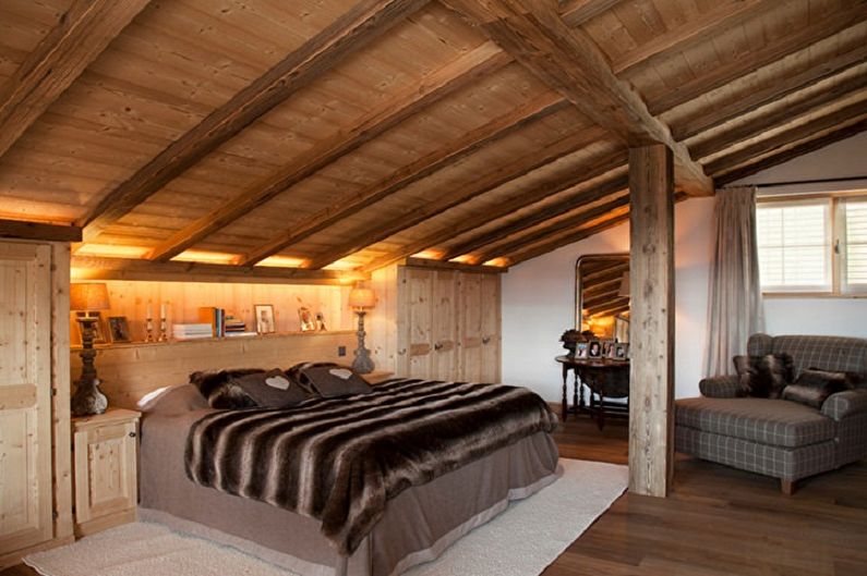 Zolder chalet slaapkamer - interieur