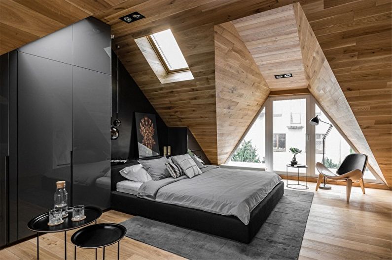 Diseño de interiores de dormitorio ático - foto