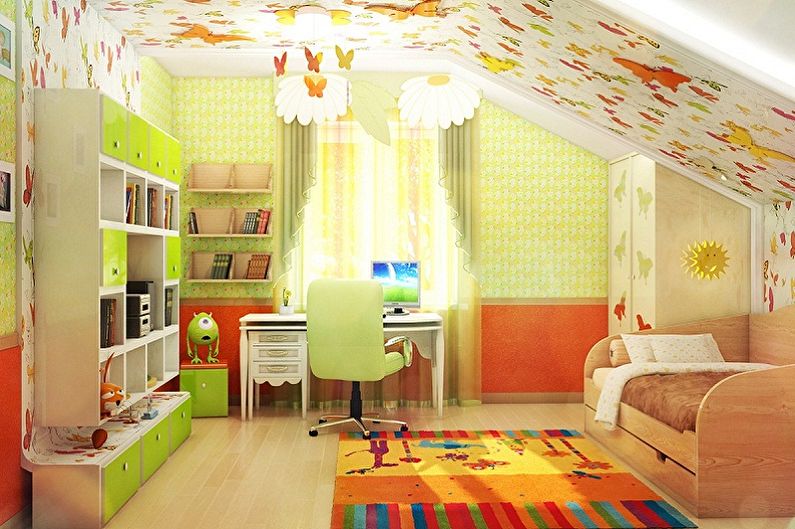 Diseño de interiores de dormitorio ático - foto