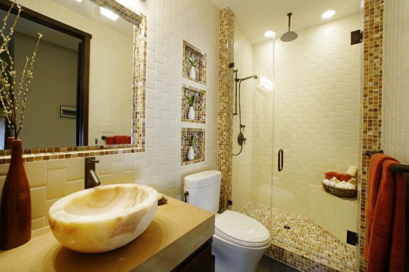 Bathroom design 5 sq.m. - wall decoration