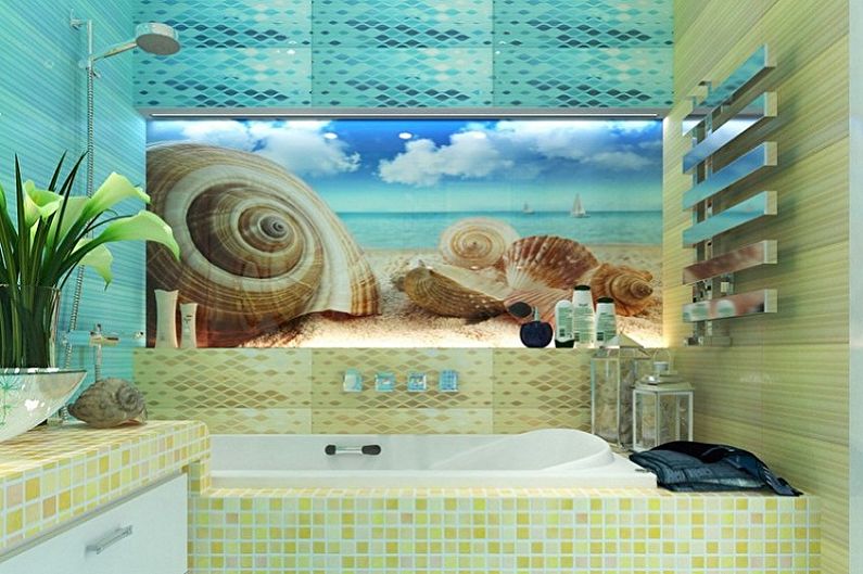 Bathroom 5 sq.m. in marine style - Interior Design