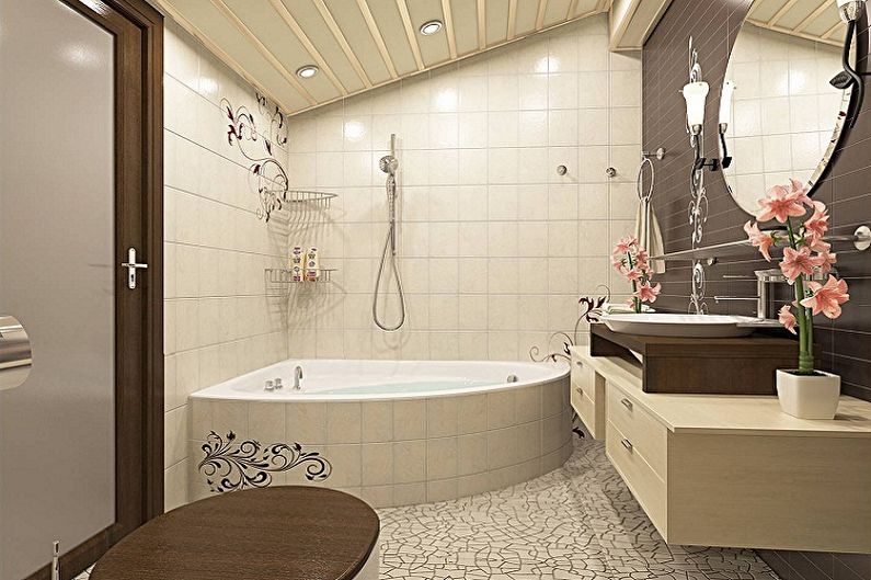 Interior design of a bathroom of 5 sq.m. - Photo