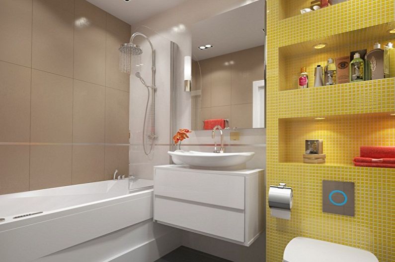 Interior design of a bathroom of 5 sq.m. - Photo