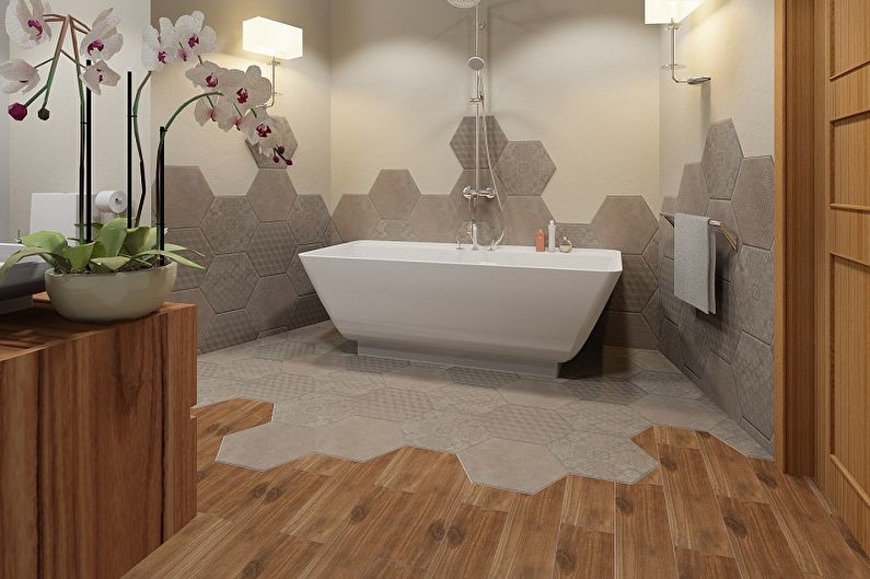 Bathroom design 6 sq.m. - floor finish