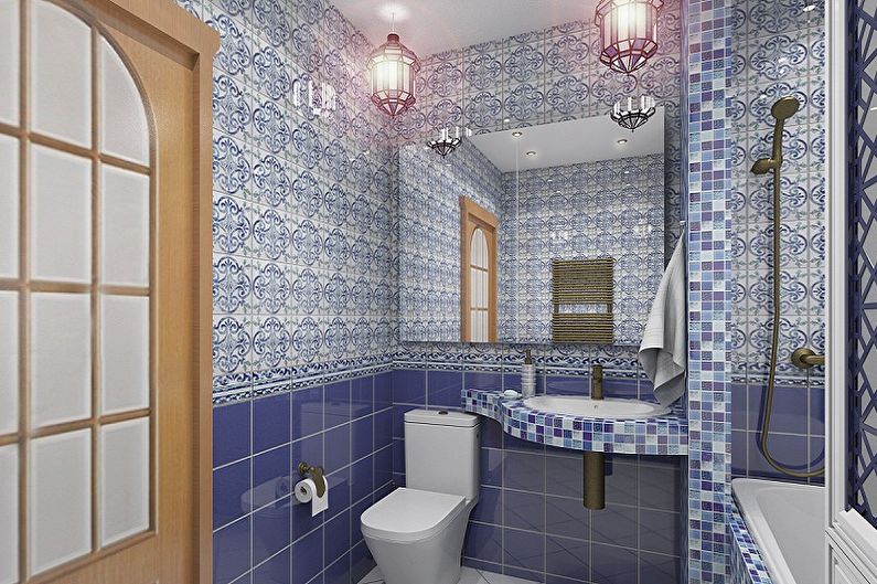 Bathroom design 6 sq.m. - Lighting and decor