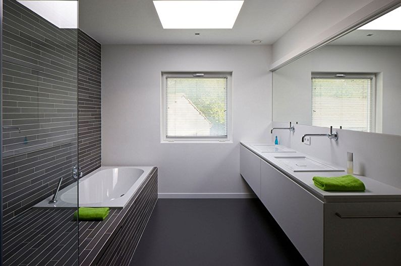 Banyo 6 sq.m. sa estilo ng minimalism - Disenyo sa Panloob