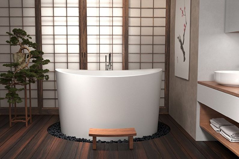 Baño pequeño de estilo japonés - Diseño de interiores