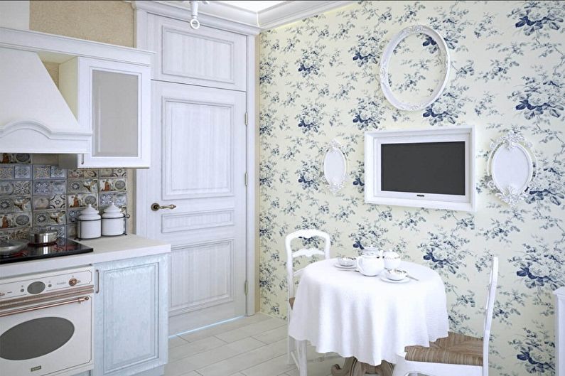 Provence style kitchen wallpaper color