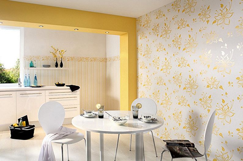 Color wallpaper for the kitchen - photos and ideas