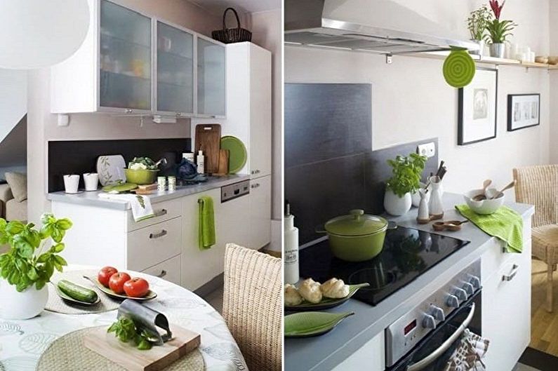 Design de cozinha em branco e verde - recursos de combinação de cores