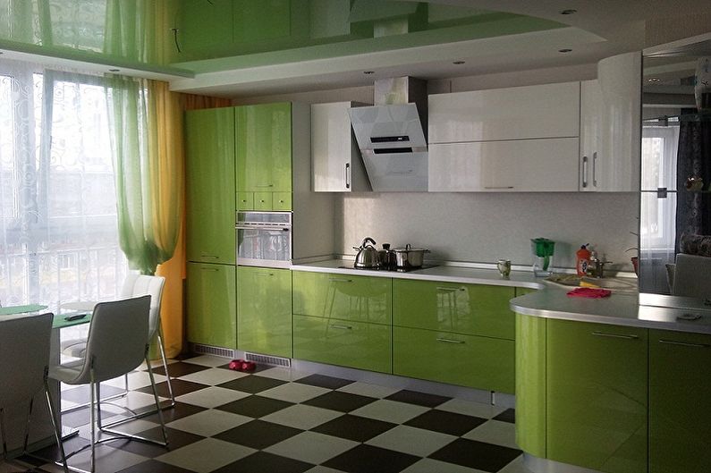 Diseño de cocina blanco y verde - Acabado del piso