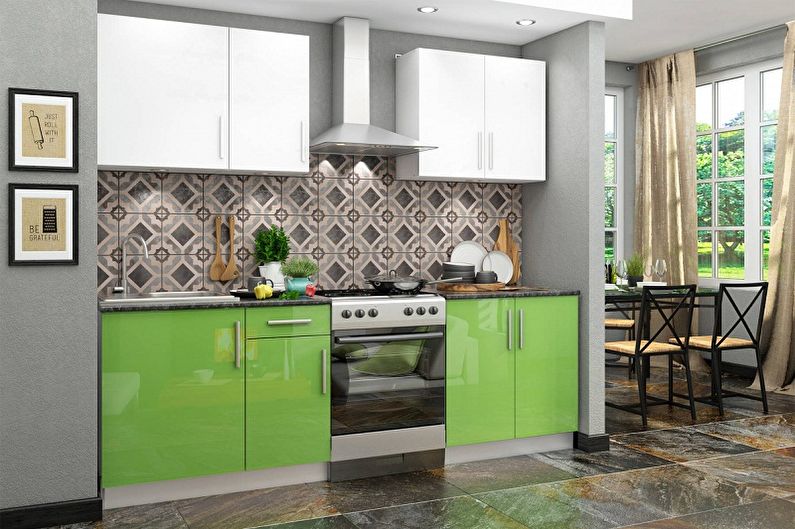 Diseño de cocina blanco y verde - Muebles