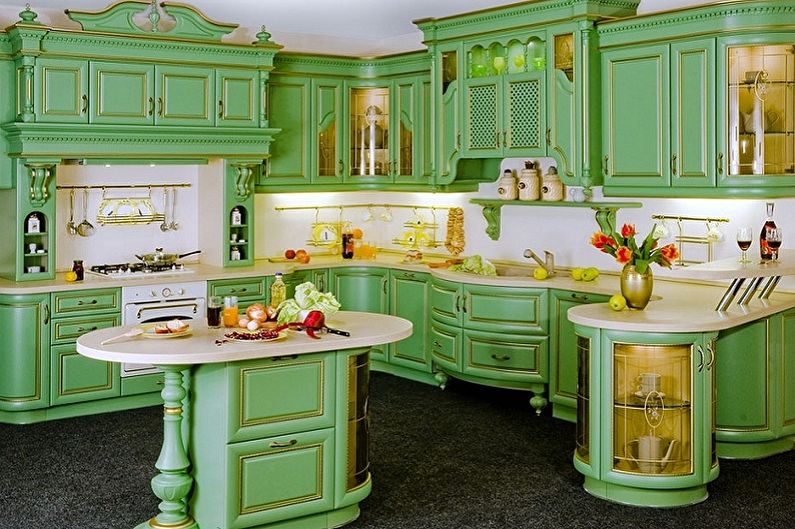 Cucina bianco-verde in stile classico - Interior Design