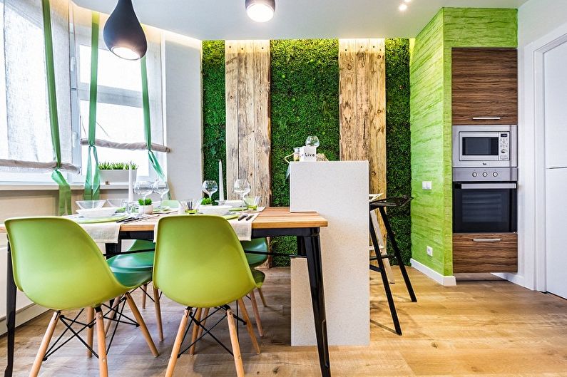 Diseño interior de una cocina blanco-verde - foto