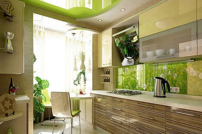 Diseño interior de una cocina blanco-verde - foto