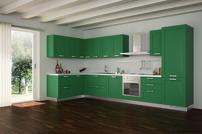 Diseño interior de una cocina blanco-verde - foto