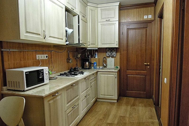 Kitchen design 4 sq.m. - floor finish