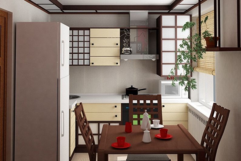 Cocina 4 sq.m. en estilo japonés - Diseño de interiores