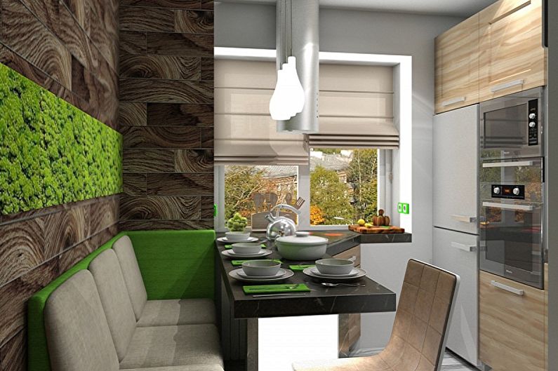 Cocina 4 sq.m. en estilo ecológico - Diseño de interiores