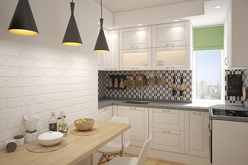 Diseño de interiores de cocina 4 m2. - Foto