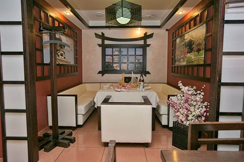 Ang disenyo ng interior ng kusina na Japanese-style - larawan