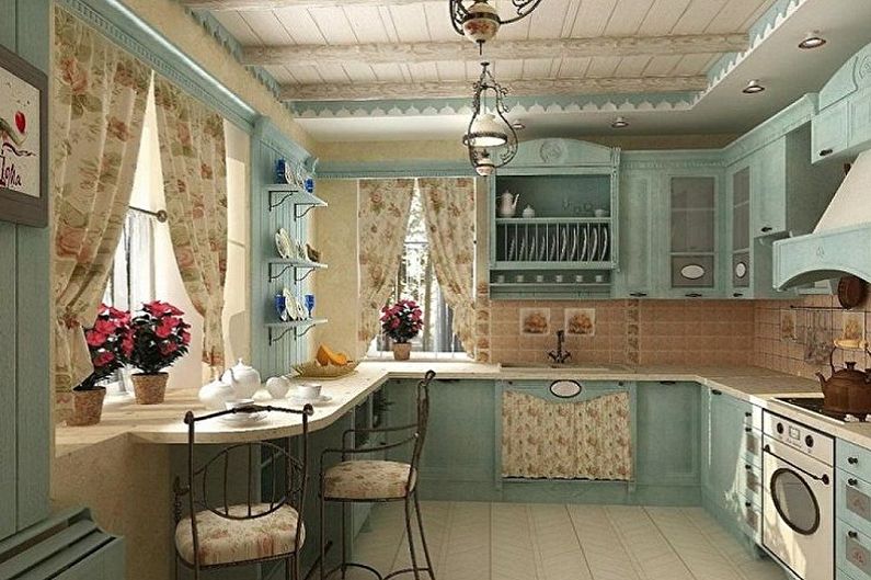 Petite cuisine de style provençal - Design d'intérieur