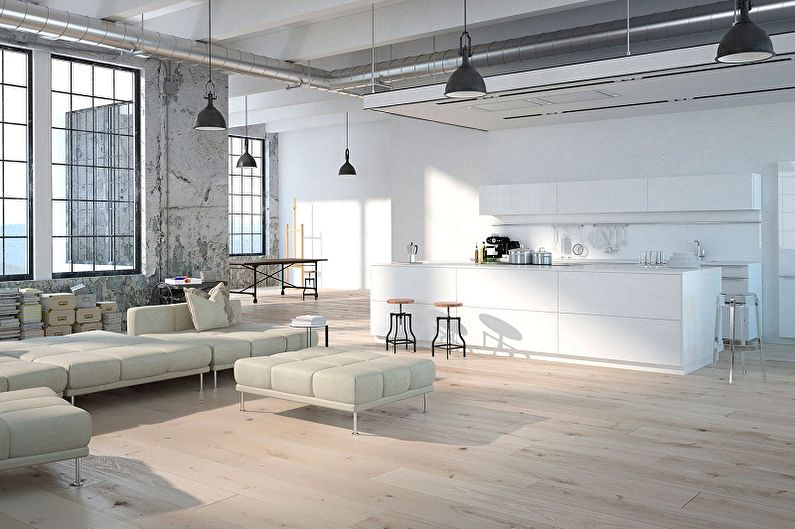 Loft stil kök design - funktioner