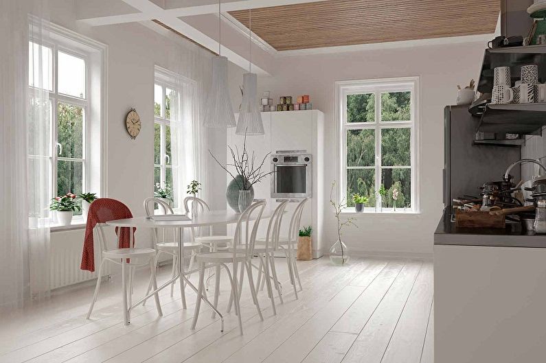 White kitchen in the loft style - Interior Design