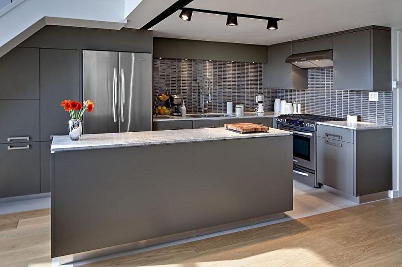 Cocina estilo loft gris - Diseño de interiores