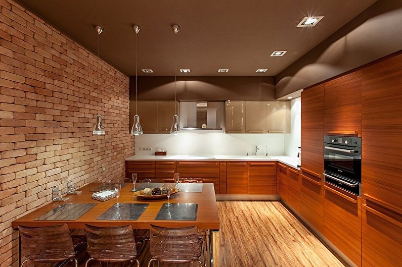 Brown Loft Style Kitchen - การออกแบบตกแต่งภายใน