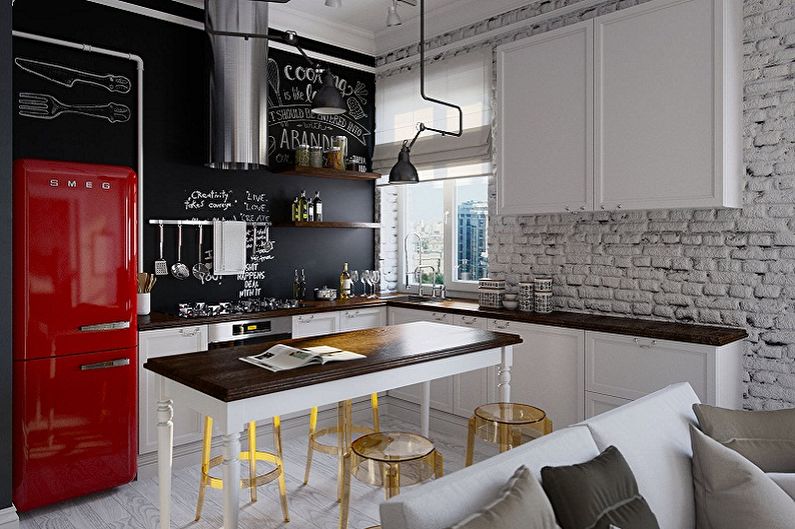 Design de bucătărie în stil Loft - decorare perete