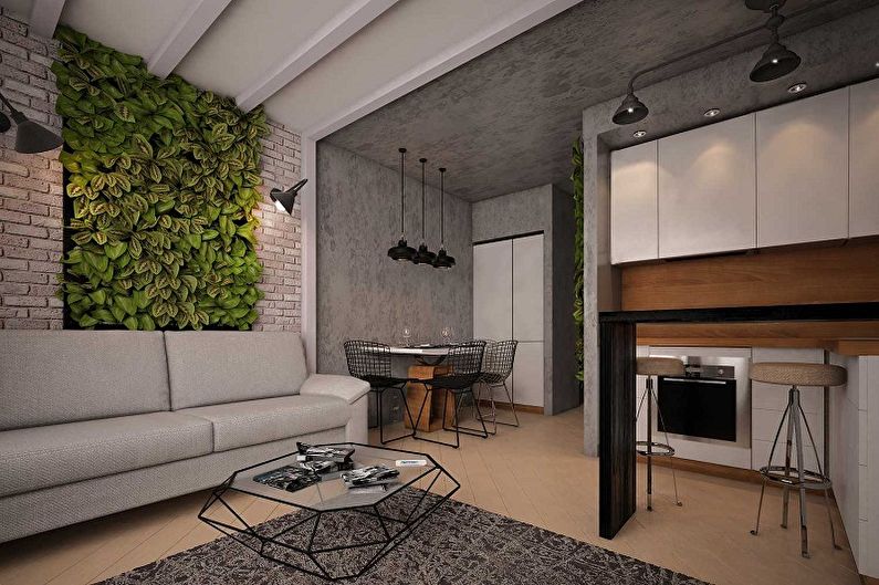 Loft Tarzı Mutfak Tasarımı - Duvar Dekorasyonu