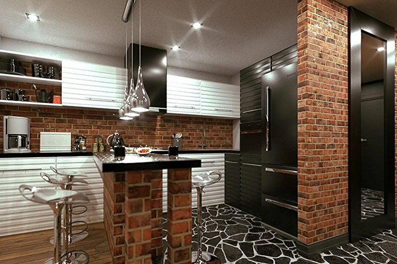 Loft Style Kitchen Design - Beleuchtung & Dekor