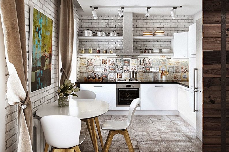 Petite cuisine de style loft - Design d'intérieur