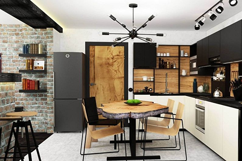 Cuisine design d'intérieur dans le style loft - photo