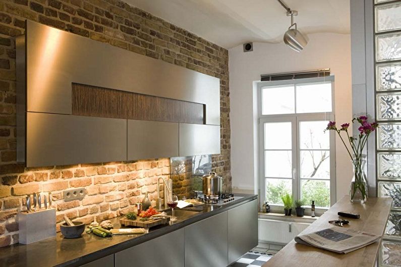 Cuisine design d'intérieur dans le style loft - photo