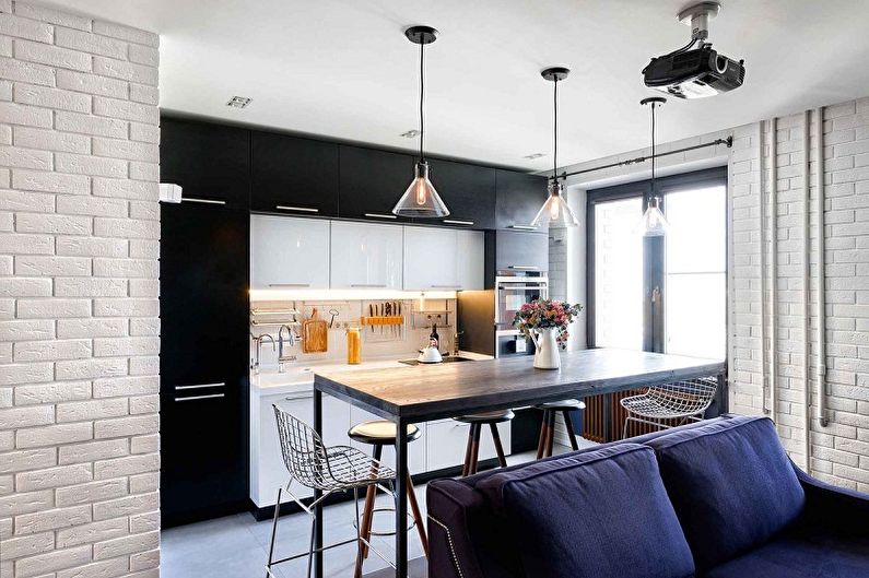 Cocina de diseño de interiores en estilo loft - foto