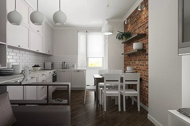 Cocina de diseño de interiores en estilo loft - foto