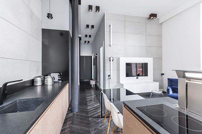 Cocina de diseño de interiores en estilo loft - foto