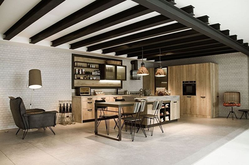 Cuisine design d'intérieur dans le style loft - photo