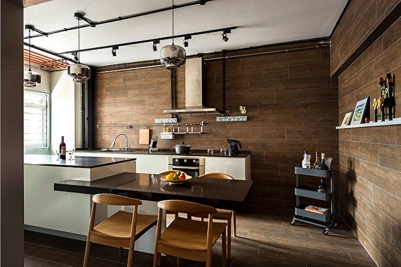 Cocina de diseño de interiores en estilo loft - foto